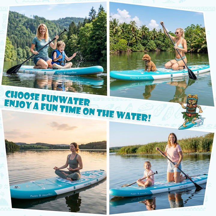 FunWater Aufblasbares Stand Up Paddle Board 10'–11'SUP Set mit Paddel & Pumpe, rutschfestes Eva-Deck