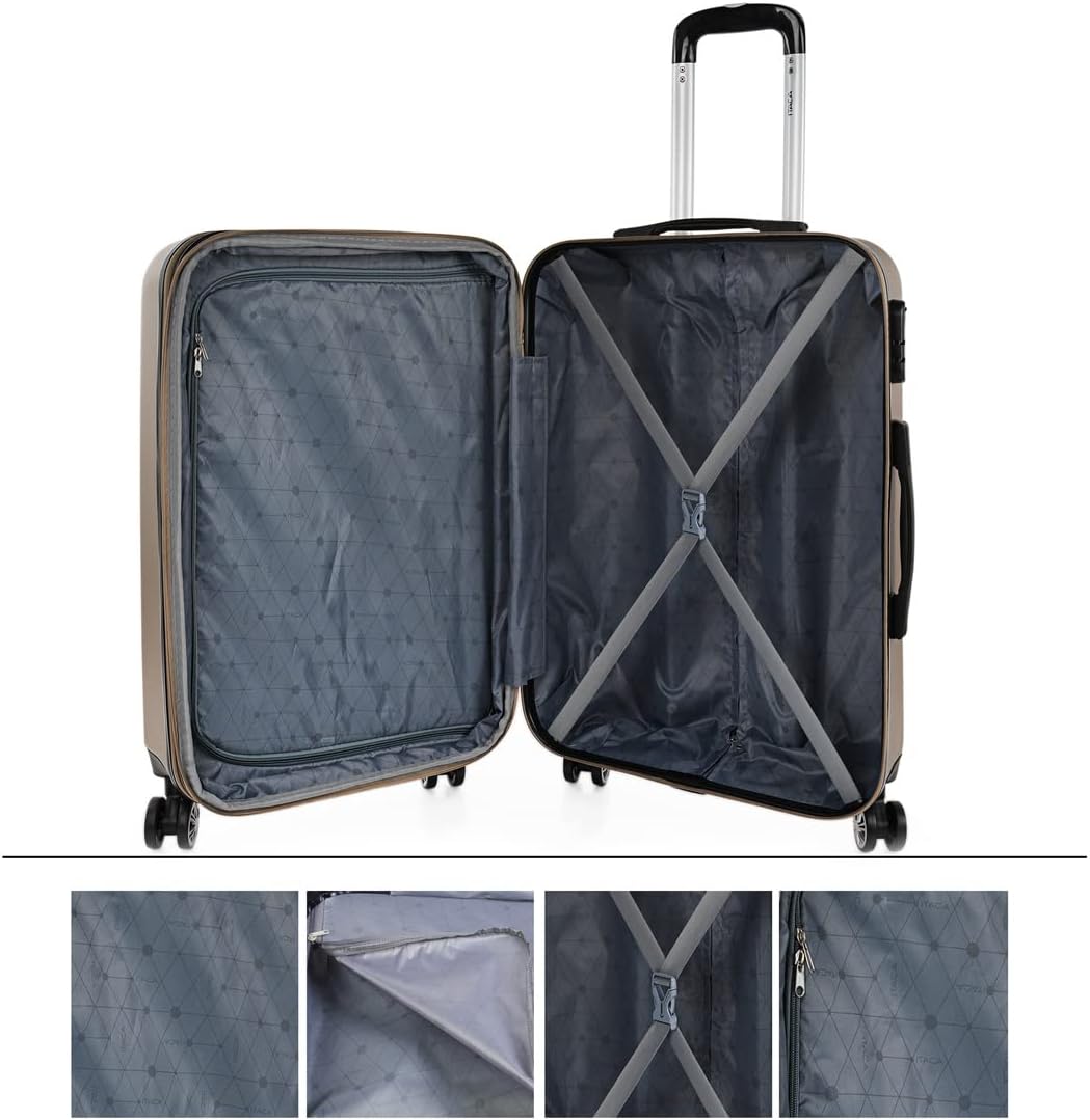 ITACA - Trolley Handgepäck Cabin Trolley Koffer Reisekoffer Hartschalenkoffer mit Zahlenschloss - Ka