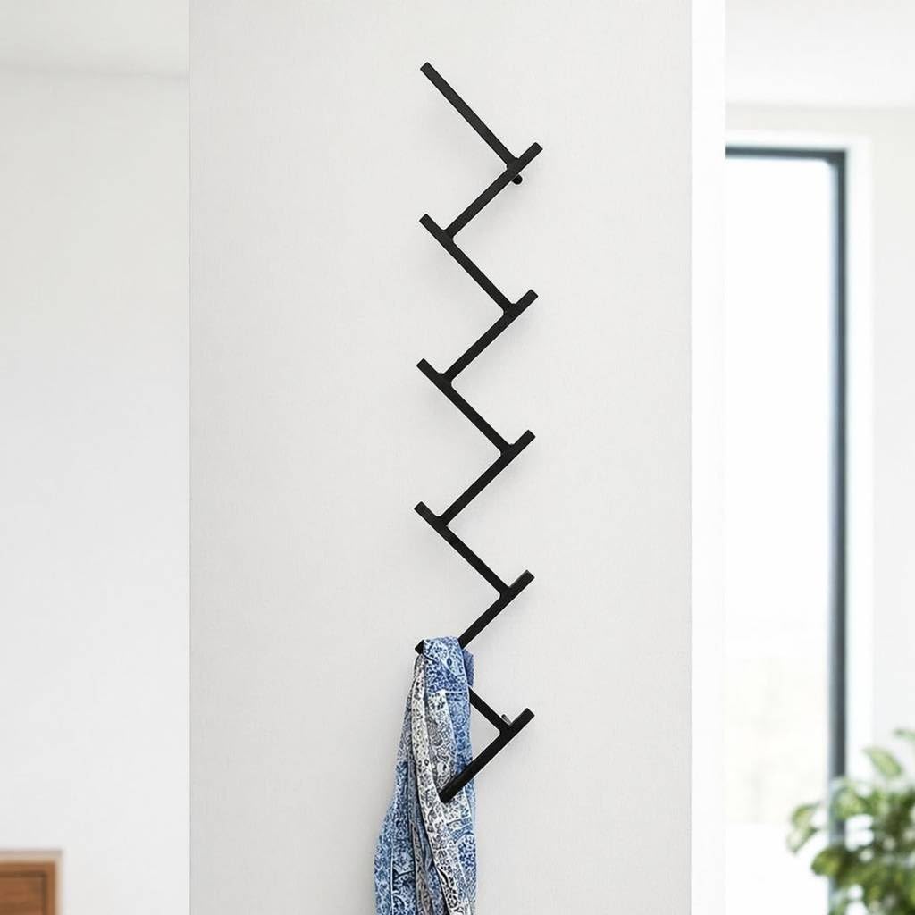 DanDiBo Wandgarderobe mit 10 Haken Garderobenhaken 96281 Garderobe Schwarz 80 cm Kleiderhaken Wandre