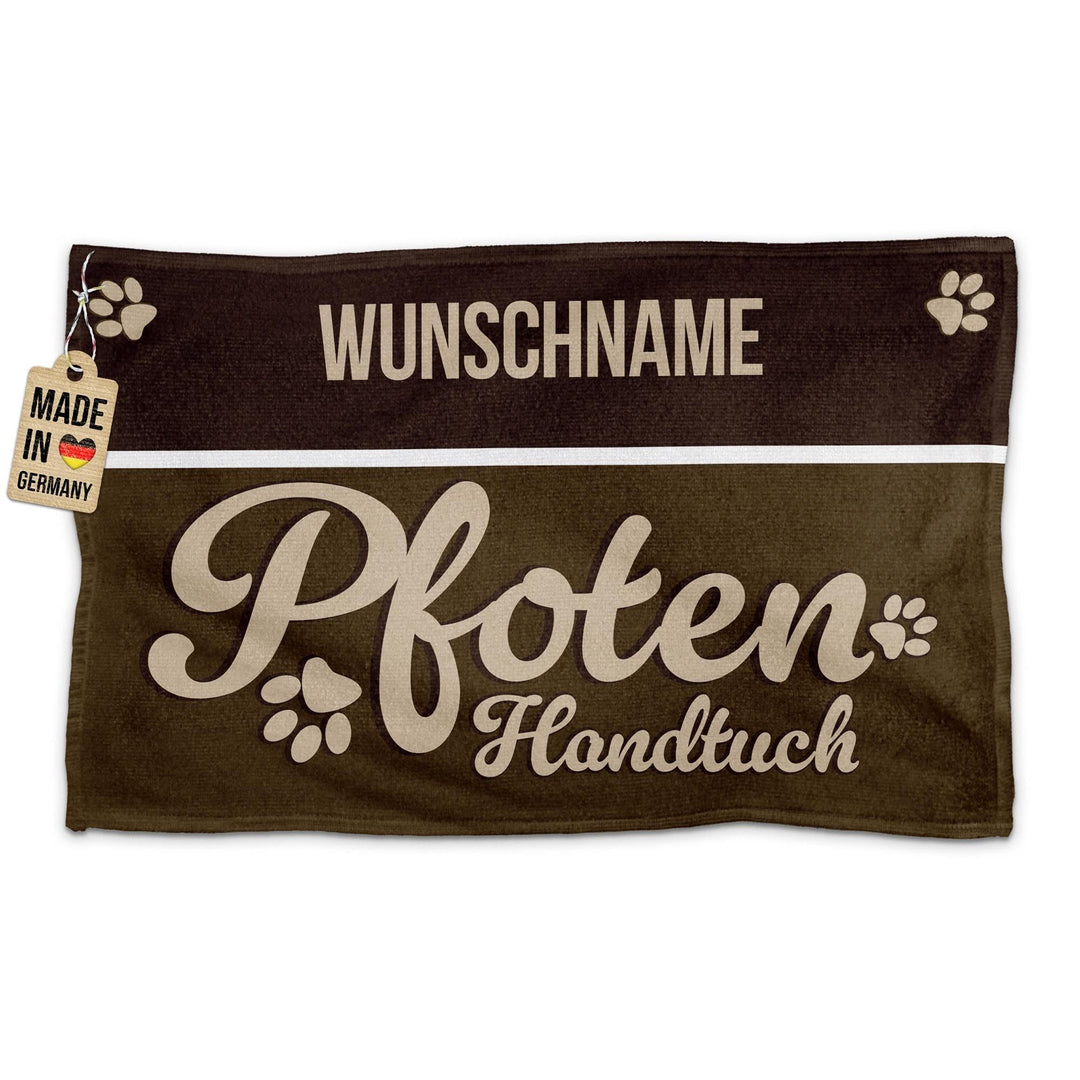 PR Print Royal Personalisiertes Hundehandtuch mit Name selbst gestalten - Pfotenhandtuch - Pfotentuc