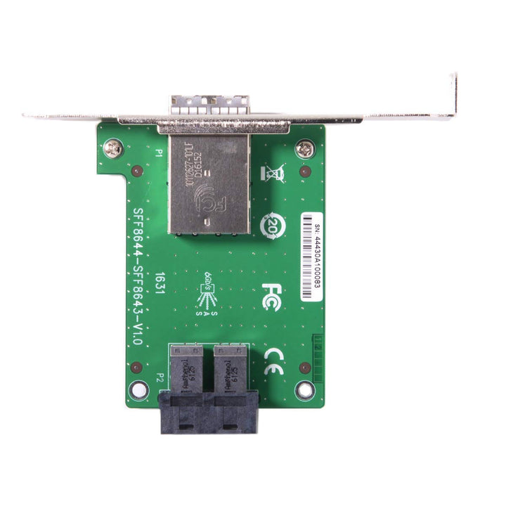 Cablecc Mini SAS HD SFF-8644 auf interne SAS HD SFF-8643 PCBA Buchse Adapter mit Low-Profile-Halteru