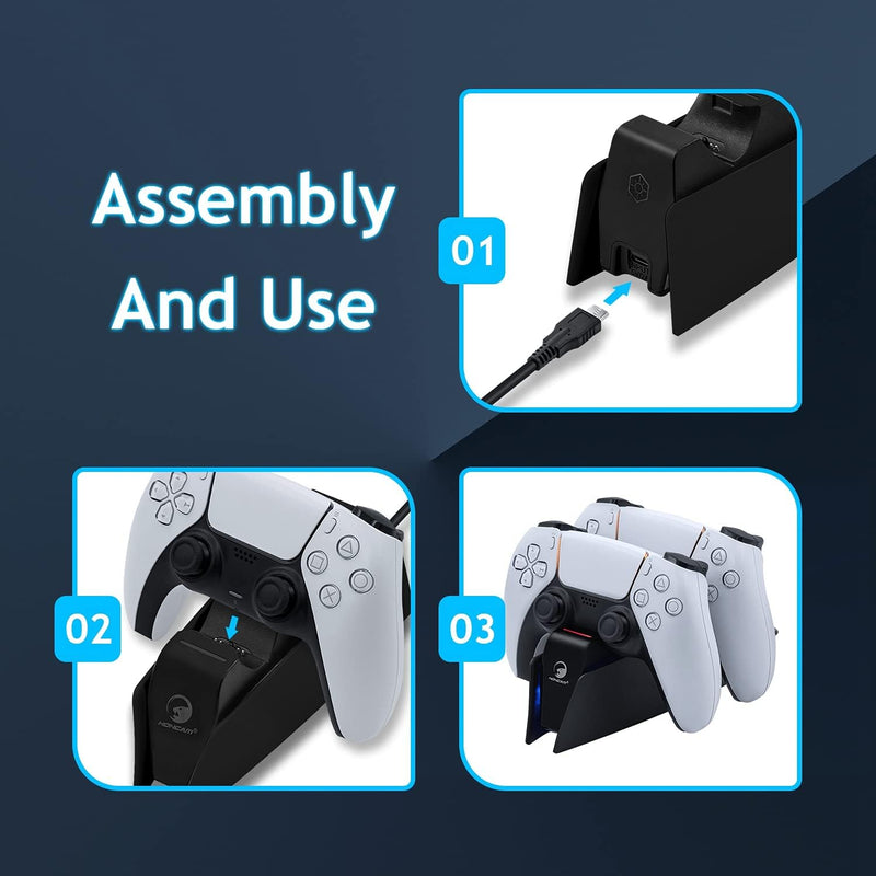 Mcbazel Dual-USB-Ladestation für PS5 Controller DualSense-Controller-Ladestation mit LED-Licht-Anzei