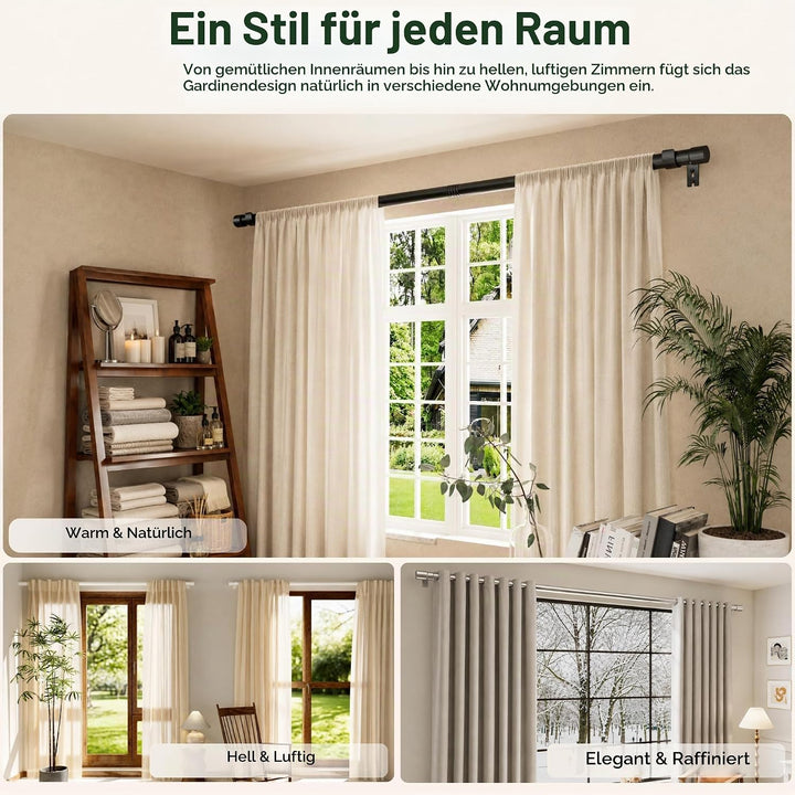 Vorhangstange Ausziehbar Gardinenstange 3m Curtain Rod aus Edelstahl Verstellbare Gardinen Stangen S