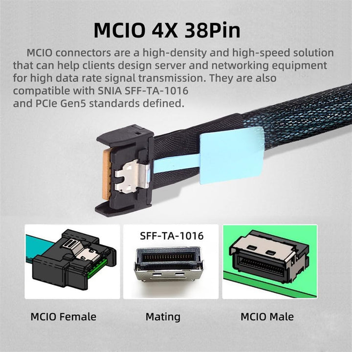 NFHK PCI-Express 5.0 4.0 4X auf MCIO Mini Cool Edge IO Female Host Adapter für PCIe Nvme U.2 SSD MCI