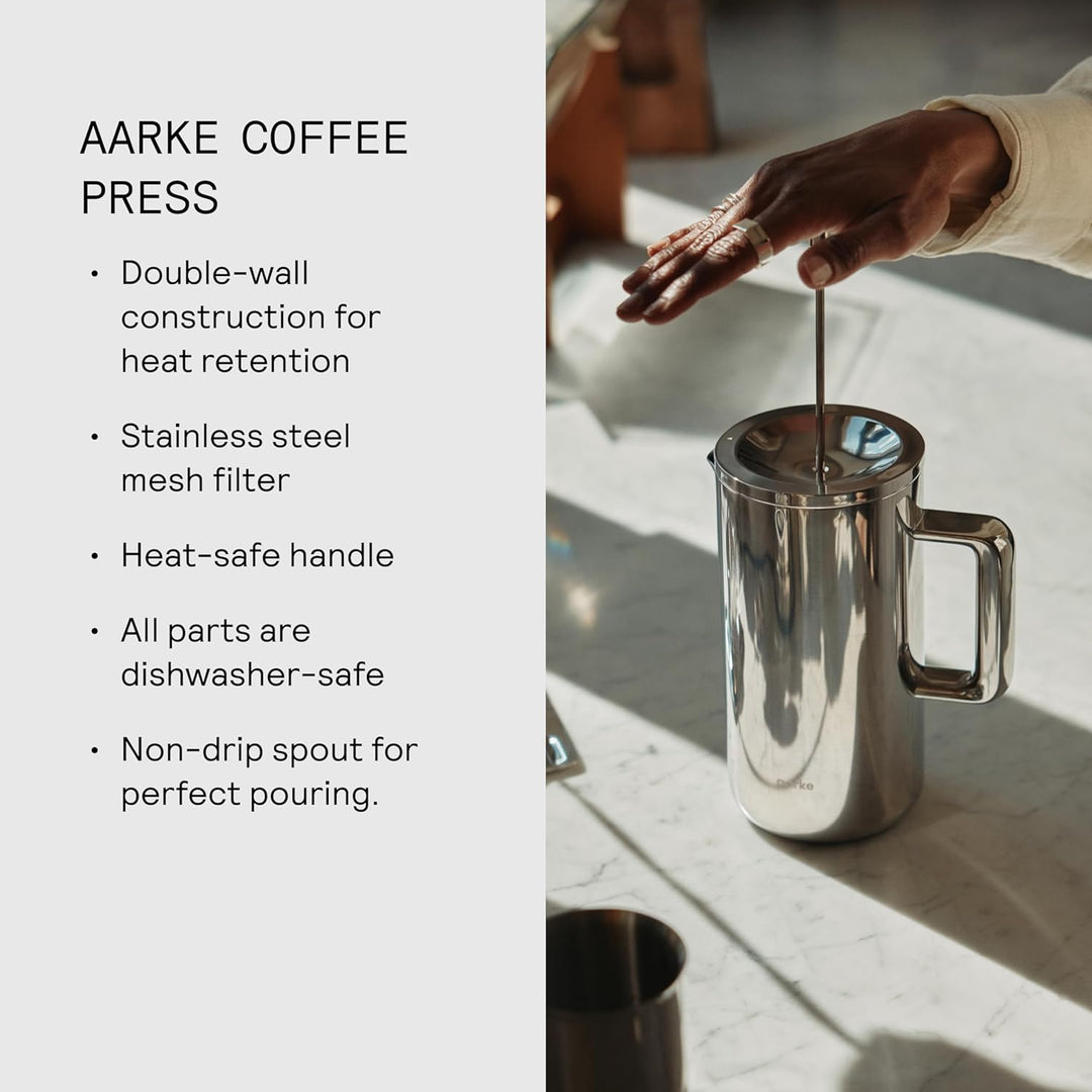 aarke Coffee Press – Premium Kaffeepresse aus Edelstahl im schwedischen Design, Doppelwand-Vakuumiso
