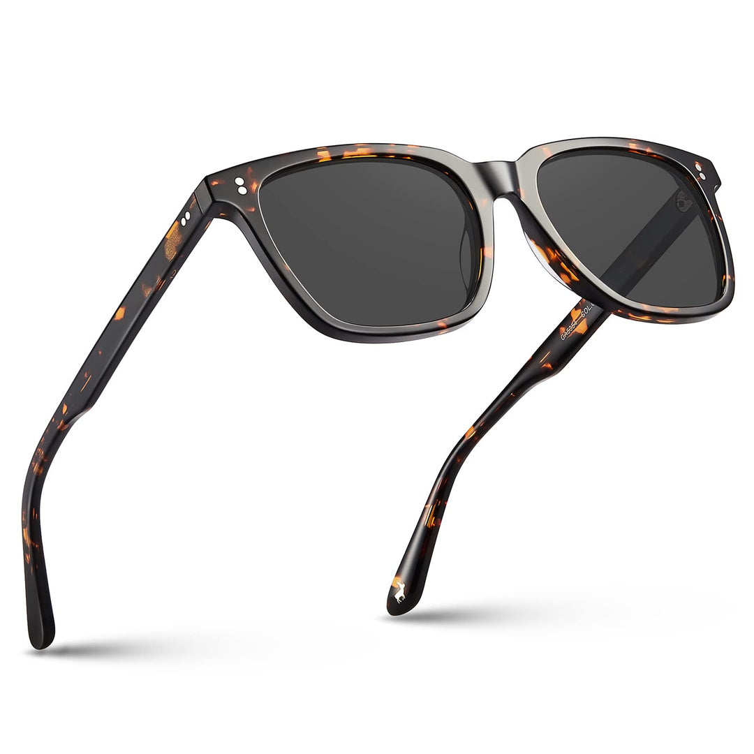 CARFIA Polarisierte Herren Sonnenbrille mit Rechteckig Acetatrahmen, 100% UV-Schutz Sportliche Sonne