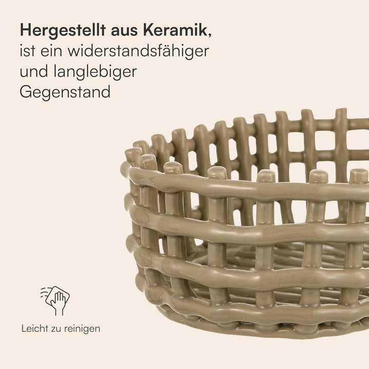 Baroni Home, geflochtenes Mehrzweck-Keramik-Aufbewahrungskörbchen, Obstkorb, Tischmitte, Schlüsselha