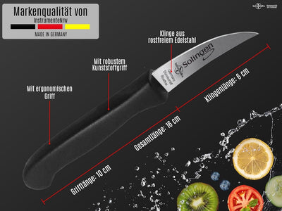 Schälmesser aus Solingen Gemüsemesser Set mit scharfer gebogener Schnittfläche Obstmesser Küchenmess