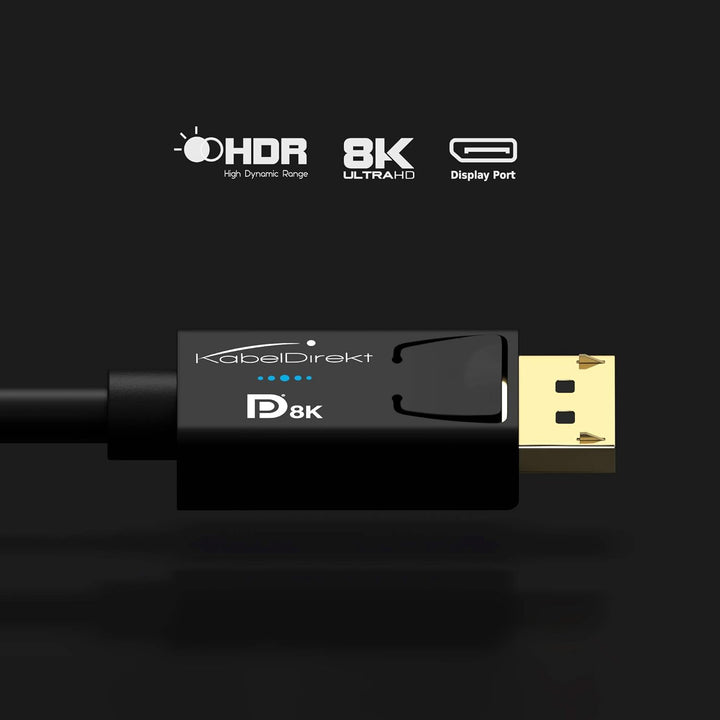KabelDirekt – 8K DisplayPort Kabel &amp; DP Kabel, mit spezieller A.I.S. Schirmung &amp; offizieller VESA Ze