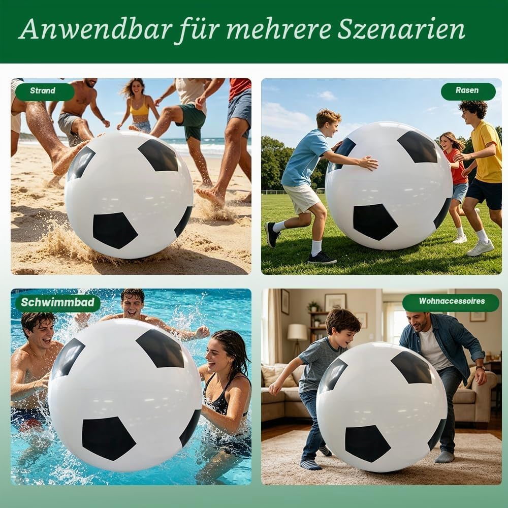 Fussball Ø 100 cm Gross, Riesen Aufblasbarer Wasserball, Aufblasbarer Riesen-Ball aus Robustem Gummi