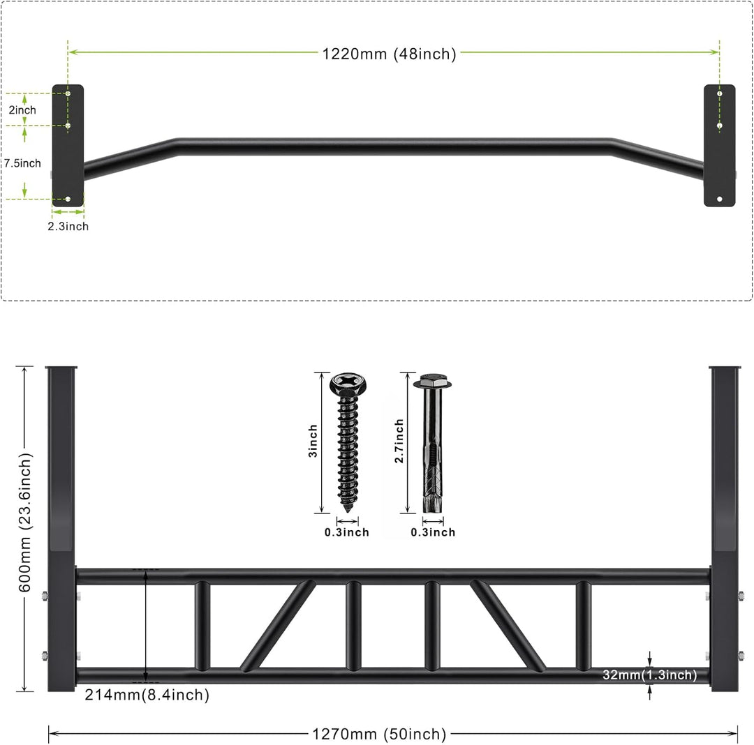 SELEWARE 48'' Hochleistungs-Klimmzugstange zur Wandmontage, multifunktionale Klimmzugstange mit Kabe