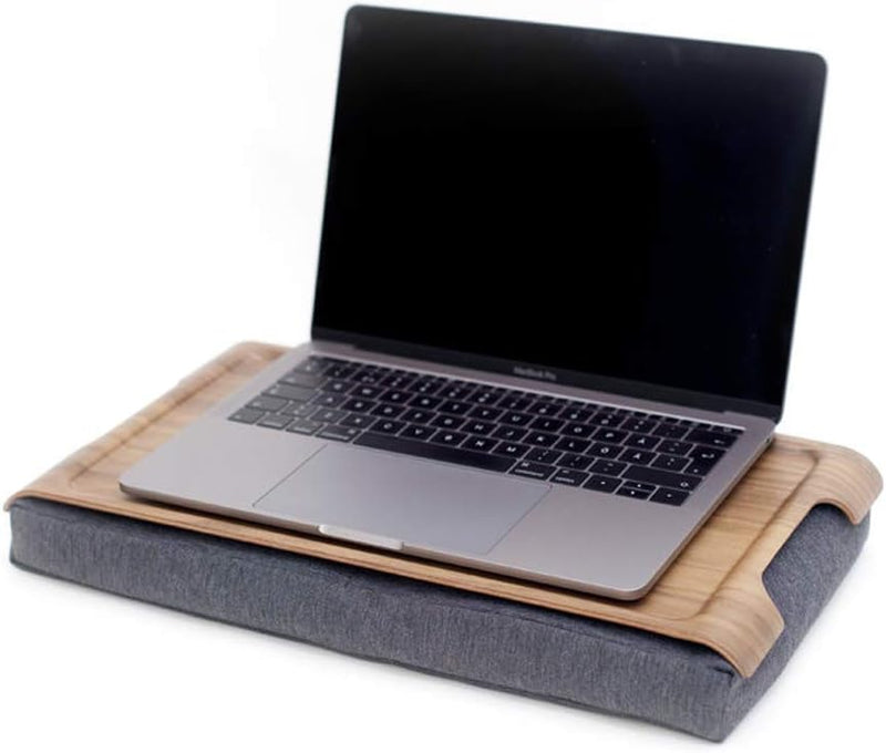 Bosign Kissentablett - Mini Laptray Antislip. Holz. Walnuss. Salz & Pfeffer Grau - 43x23x6,5