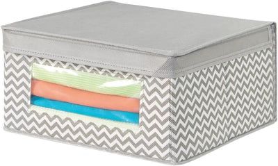 mDesign 6er-Set stapelbare Stoffbox mit Deckel für Kleidung usw. – mittelgrosse Aufbewahrungskiste m