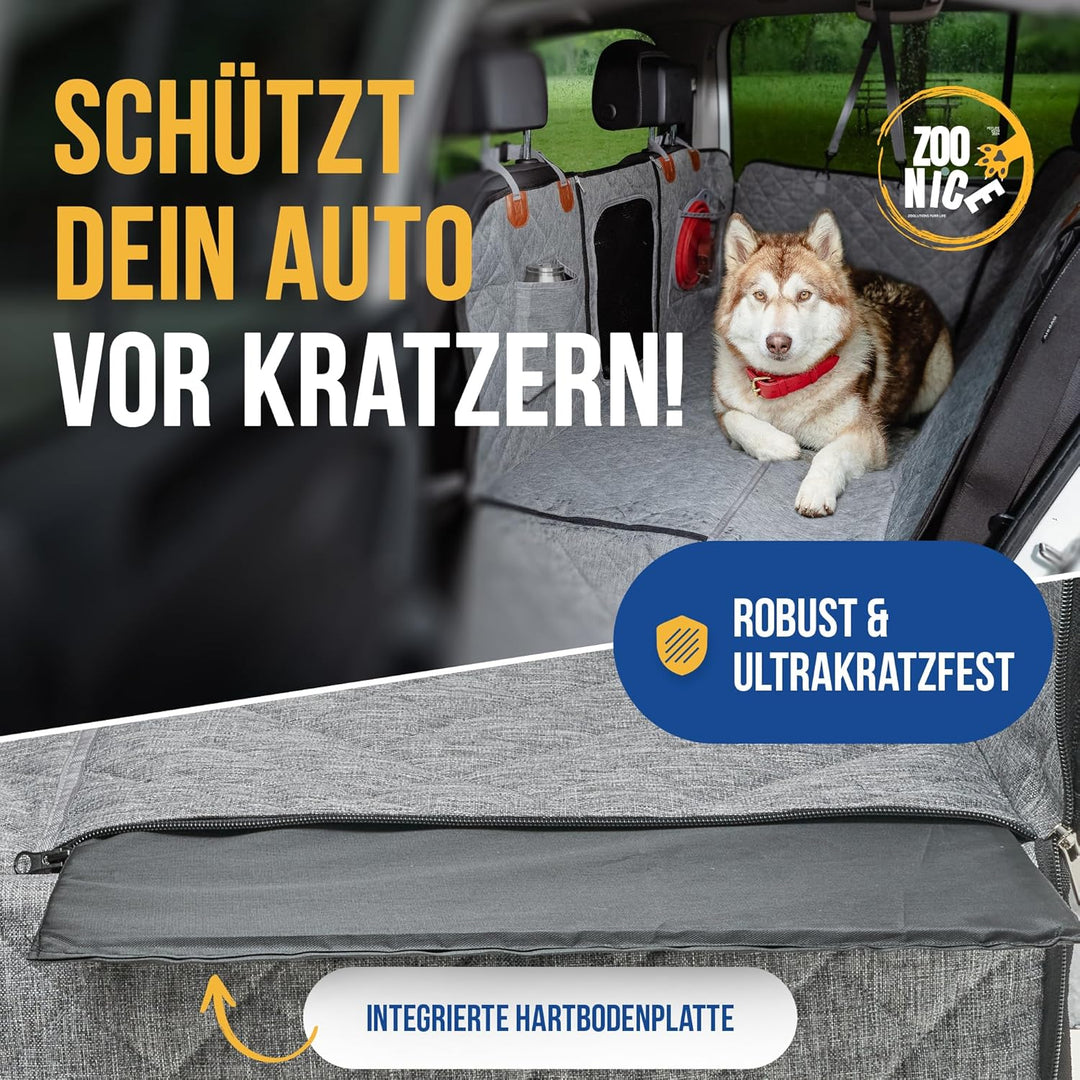 Hundedecke Auto Rückbank [Wasserabweisend, Kratzfest & mit Seitenschutz] | Premium Autoschondecke &