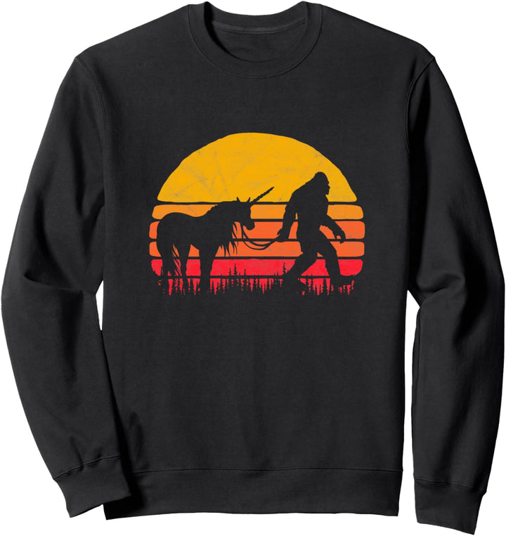 Funny Bigfoot / Sasquatch & Unicorn Retro Legends! Sweatshirt