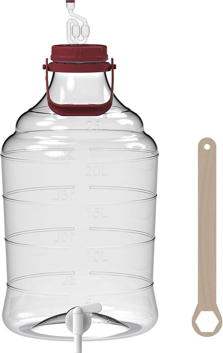 lilawelt24 25 L Gärballon+ Hahn Weinballon Gärbehälter Flasche Weithalsballon Gummistopfen