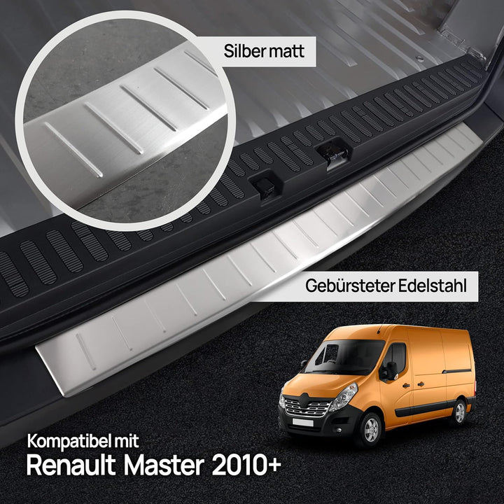 CHROMEMASTER | Ladekantenschutz Stossstangenschutz Kompatibel mit Renault Master 2010-2024; Gebürste