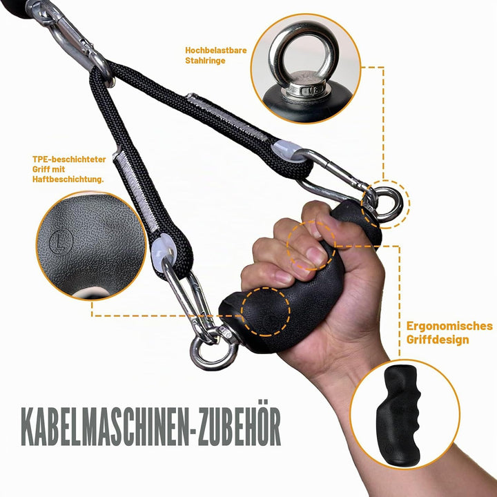 KORIKAHM Kabelmaschinen-Aufsatz mit verbesserten ergonomischen Griffen für Fitnessstudio, Lat-Trizep