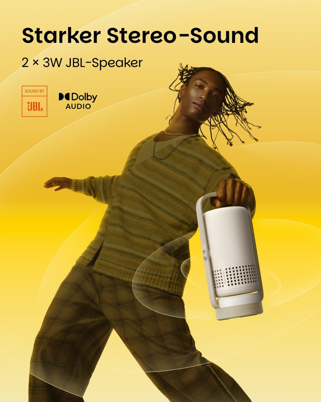 XGIMI Vibe One mit Akku Smarter tragbarer mini Beamer, 1080p-Projektor,Google TV mit Netflix, Sound