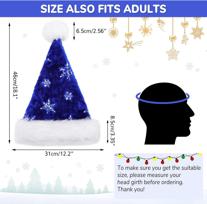 Weihnachtsmütze für Erwachsene, Deluxe Velours Nikolausmütze mit Soft Liner, Plüschkrempe Weihnachts