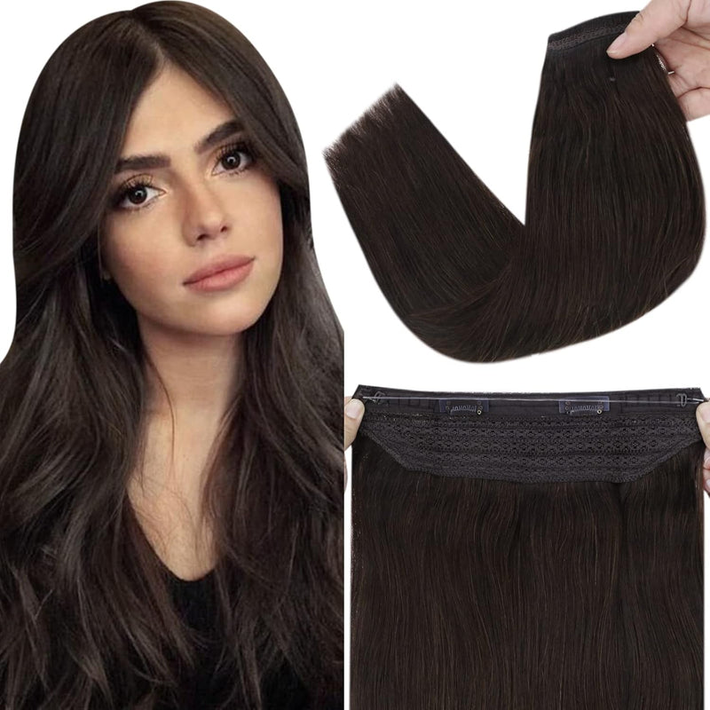 Fshine Invisible Wire Hair Extensions Echthaar Dunkelbraun 30cm Secret Wire Extension Echthaar 70g L