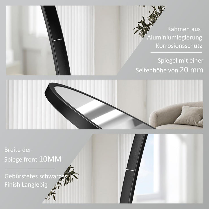 Goezes Runder Spiegel Schwarz 40cm Wandspiegel, Rund Schwarz Wandspiegel Metallrahmen Spiegel Dekora