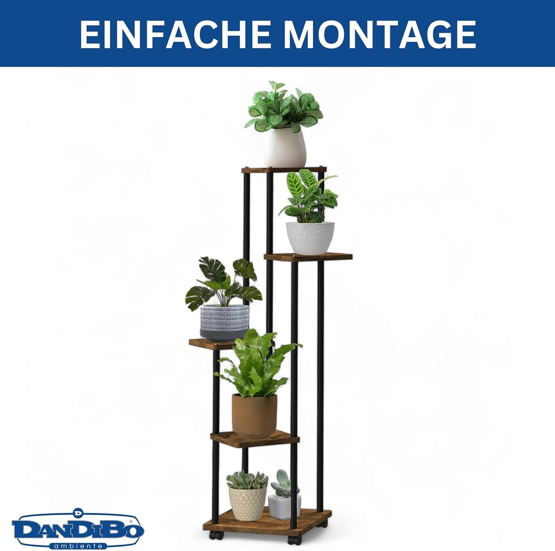 DanDiBo Blumentreppe Indoor Metall Schwarz 5 Etagen 96580 Blumenregal Pflanzenständer Modern Blumens