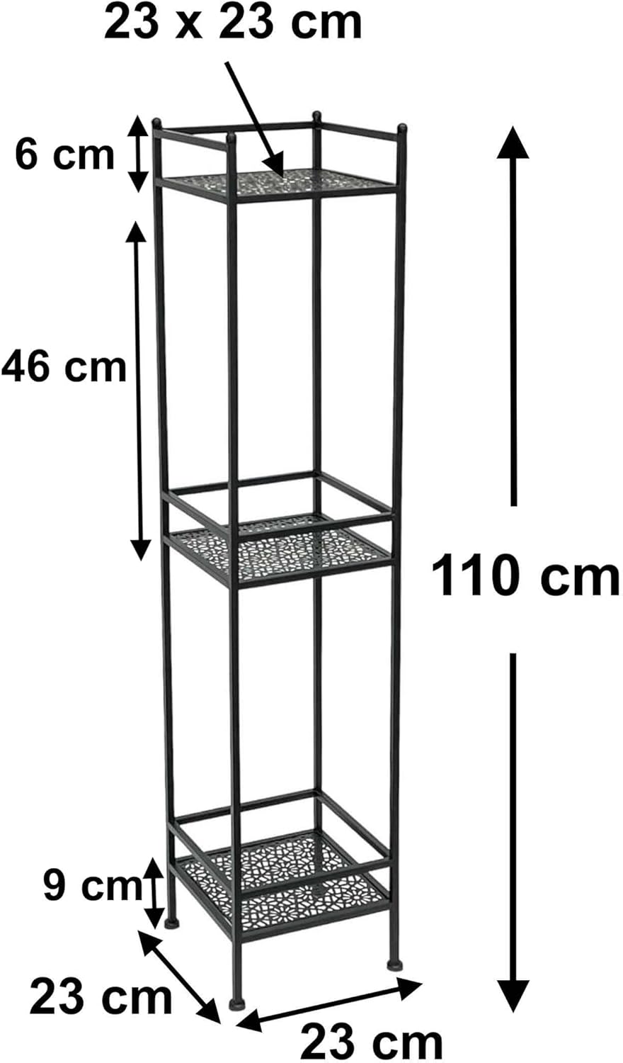 DanDiBo Standregal Schwarz Metall Schmal Stehend 3 Ebenen 110 cm Regal Küche Küchenregal 96485 Metal