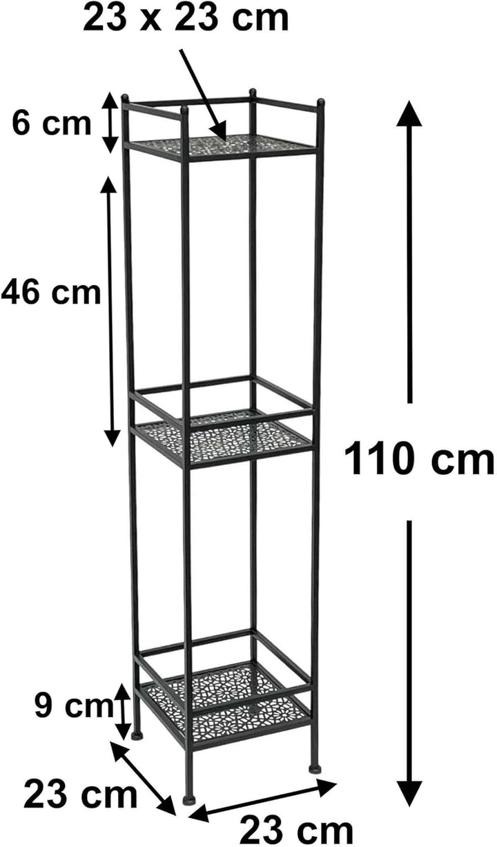 DanDiBo Standregal Schwarz Metall Schmal Stehend 3 Ebenen 110 cm Regal Küche Küchenregal 96485 Metal