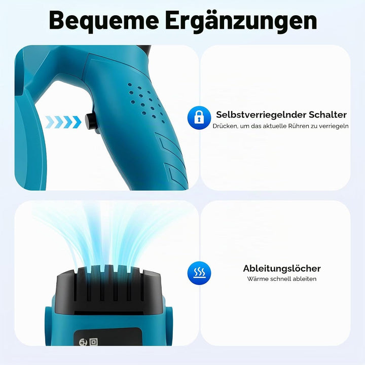 Farb-Mörtelrührer &amp; Betonmischer 1400W Elektrisch - Handrührwerk mit 6 Geschwindigkeitsstufen, 1200