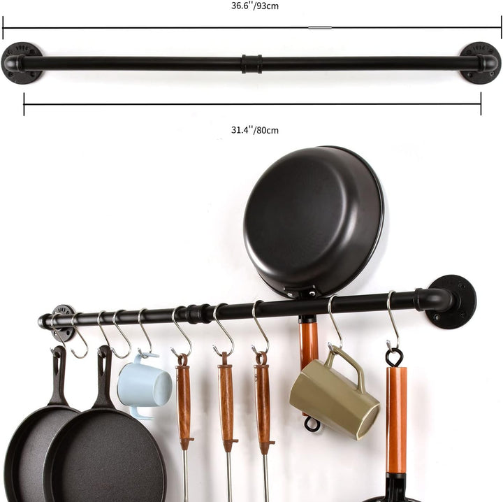 LINKPIPES Rohr Topf Pan Rack Wandbefestigte industrielle Utensil Deckel Halter Kochgeschirr Aufhänge