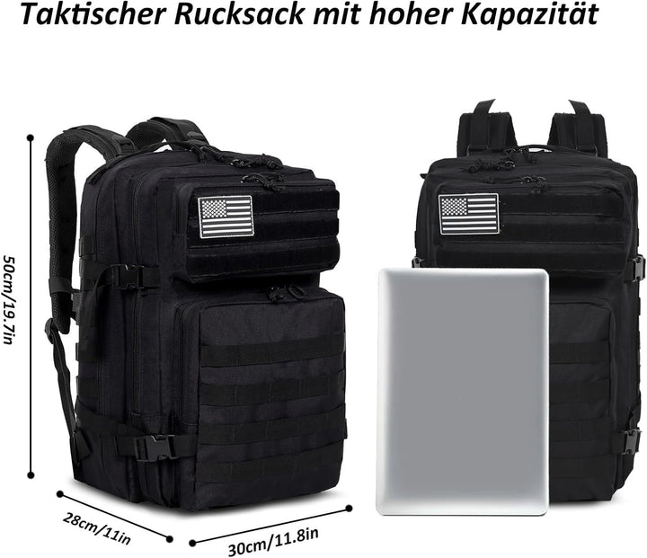 TANTOMI Taktischer Rucksack, 45L Militär Rucksack, Outdoor Rucksack, Travel Backpack, Tactical Backp