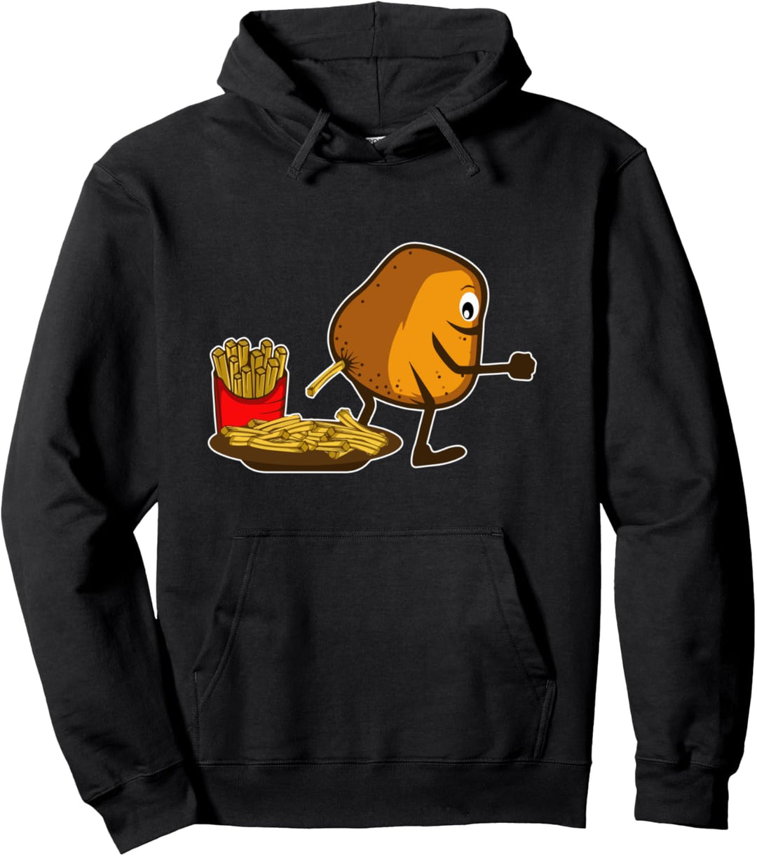 French Fries Potato Pooping Fries Humor Pullover Hoodie