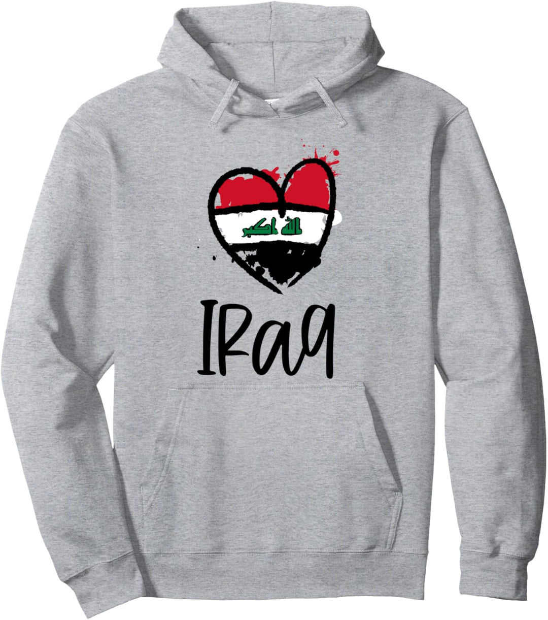 Iraq Heart Line Art Flag Cute Western Asia Arabic Iraqi Pullover Hoodie
