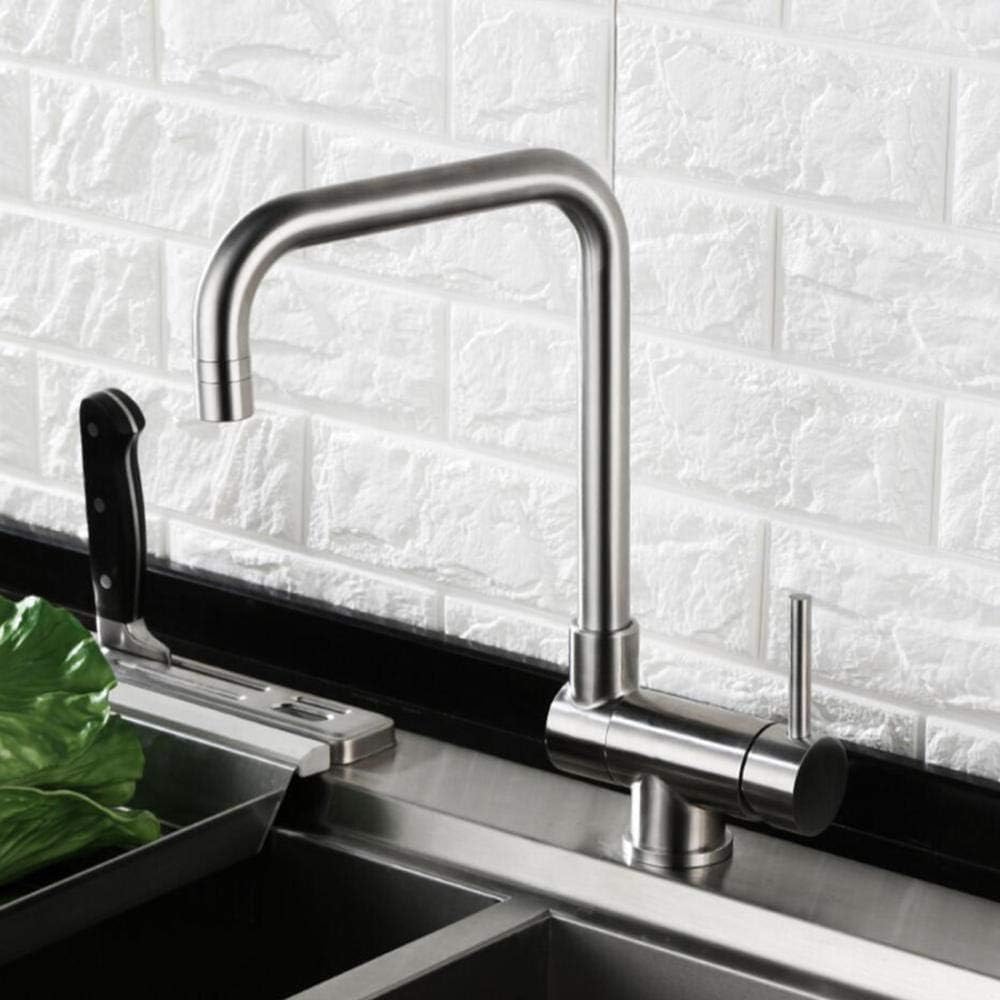 Garvee Küchenarmatur Klappbar für Vorfenster Montage, SUS304 Edelstahl Wasserhahn Küche 360° Schwenk