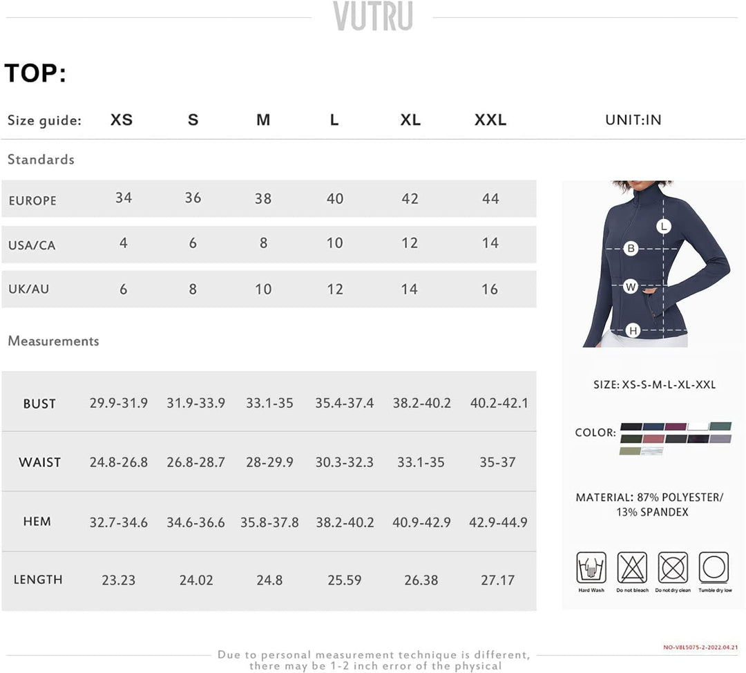 VUTRU Damen Laufjacke Hoher Kragen Leicht Sportjacke Langarm Yoga Shirt Fitness Jacke Atmungsaktive