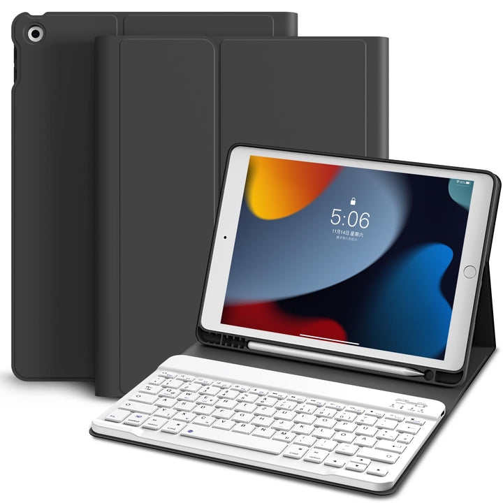 Hülle mit Tastatur für iPad 9. / 8. / 7. Generation 10,2 Zoll 2021/2020/2019, Bluetooth Magnetisch Q