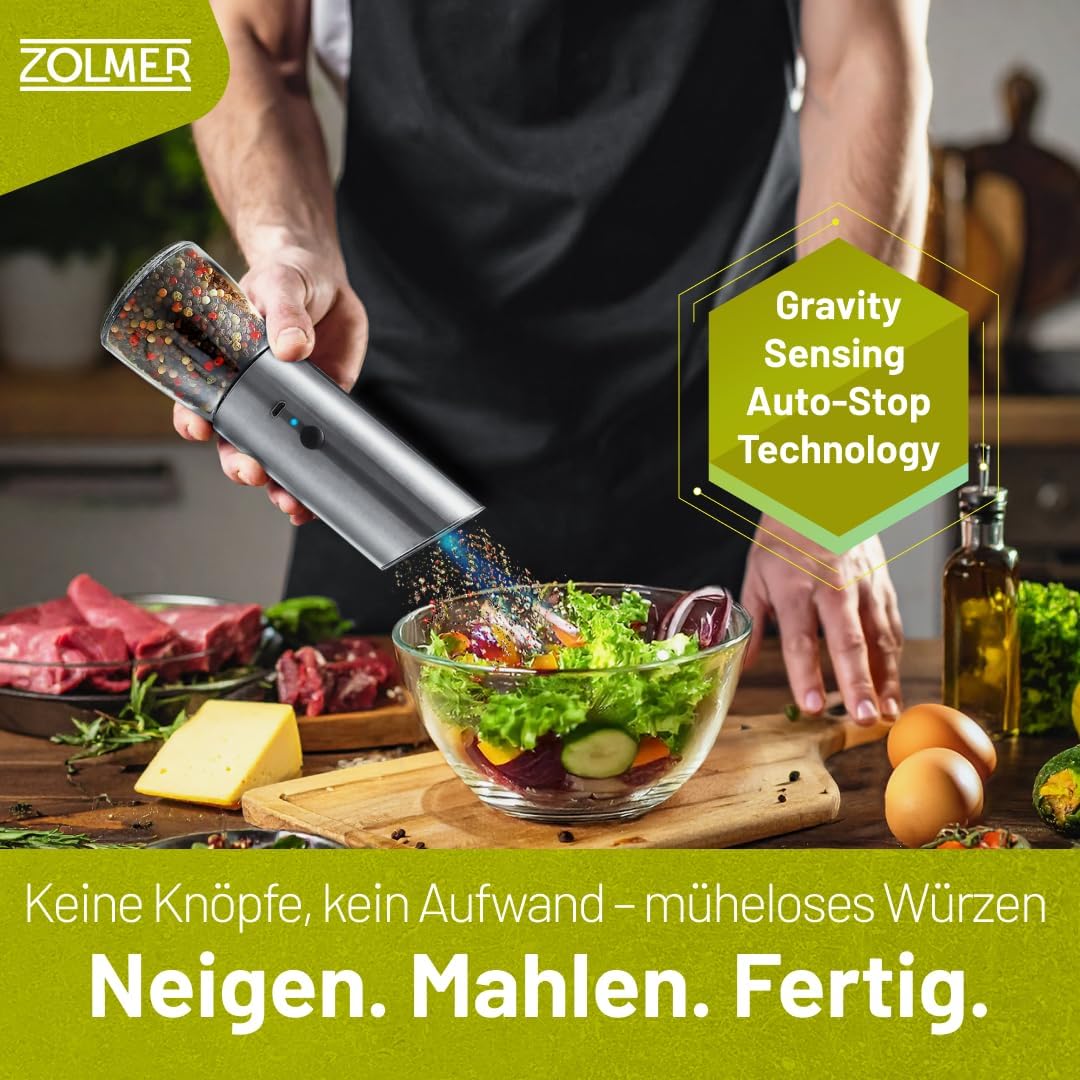 Salz und Pfeffermühle Elektrisch mit Wiederaufladbaren Akkus, Einstellbarem Mahlgrad für Gewürze, Sa