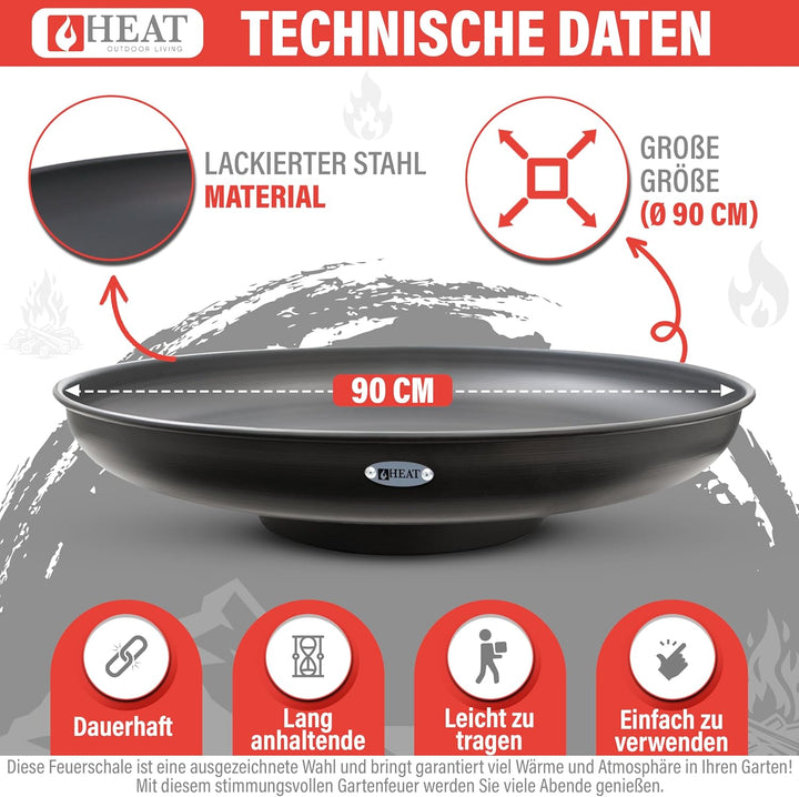 Feuerschale Ø90 cm - BBQ Feuerschalen für den Garten - Feuerstelle Outdoor & Feuertonne - Terrasenof