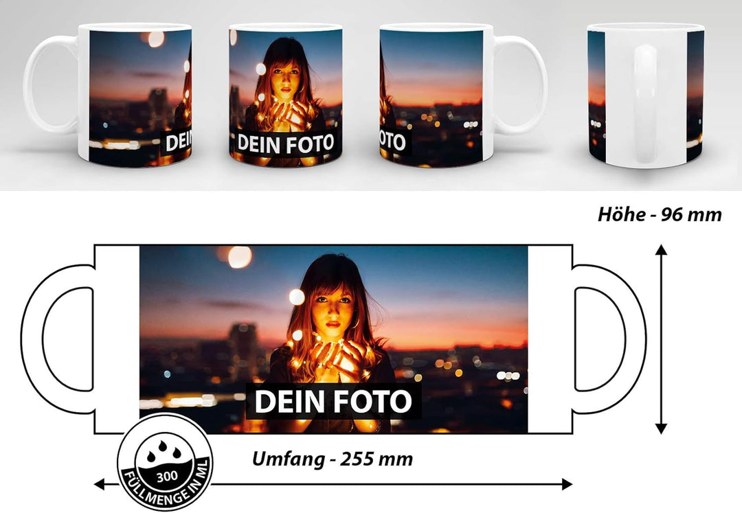 PR Print Royal Foto-Tasse zum selbst gestalten mit Foto und Text/mit individuellen Druck in Profiqua