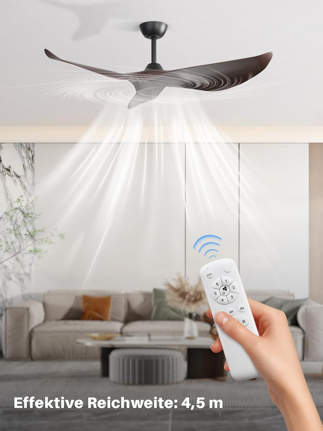 Sofucor 97cm Deckenventilator mit Fernbedienung, Leise Deckenventilator ohne Licht, DC Motor, Timer,