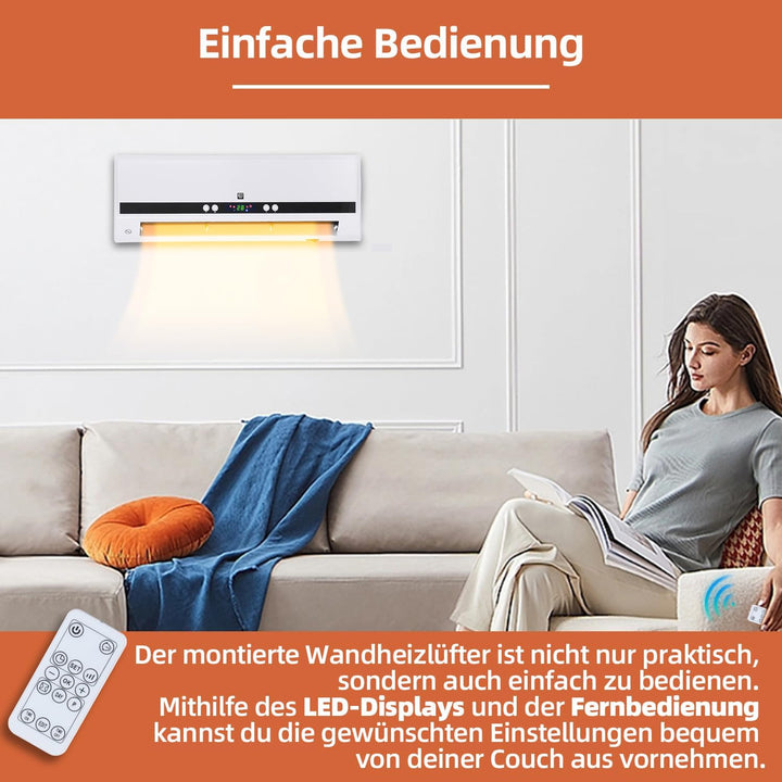 SHX PTC-Heizlüfter zur Wandmontage 2000W SHX501HEAT2023 – PTC-Heizelement, 2 Heizstufen, 3 Betriebsm