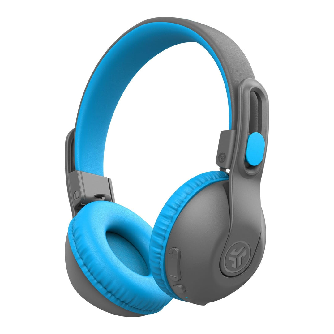 JLab JBuddies Studio 2 Kabellose + verkabelte On-Ear-Kinder-Kopfhörer, Grau/Blau, 65+ Stunden Akkula