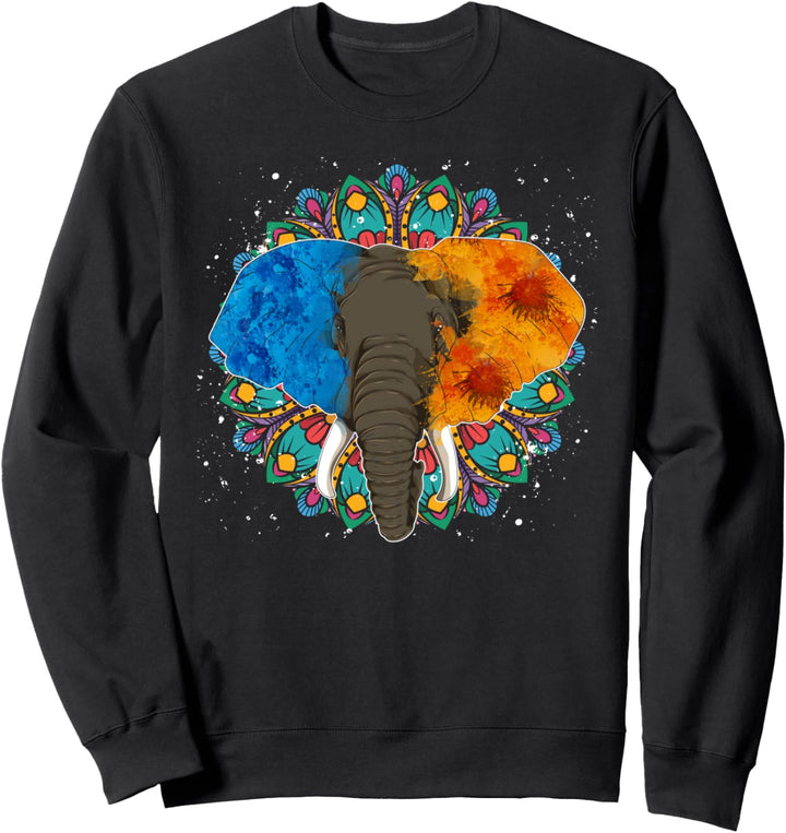 Thailand Asiatisches Tier Buntes Mandala Elefant Sweatshirt