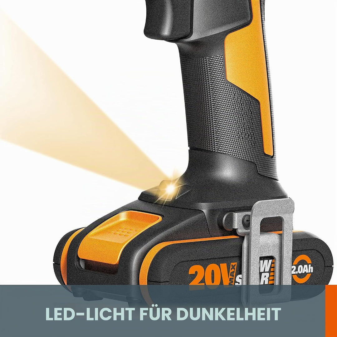 WORX 18V (20V MAX) Akku-Schlagbohrschrauber-Kit WX370, PowerShare, max. 50 N.m, (inkl. 2x2,0Ah Akkus