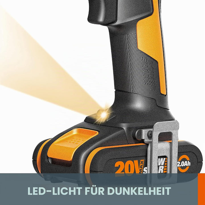 WORX 18V (20V MAX) Akku-Schlagbohrschrauber-Kit WX370, PowerShare, max. 50 N.m, (inkl. 2x2,0Ah Akkus