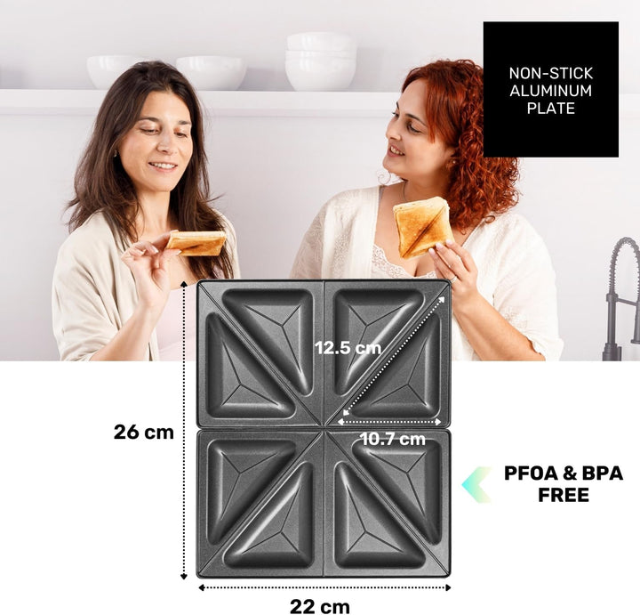 Taurus – Sandwichmaker MySandwich Family, 1200W, 4 Sandwiches, Plattengrösse 26 x 22cm, automatische