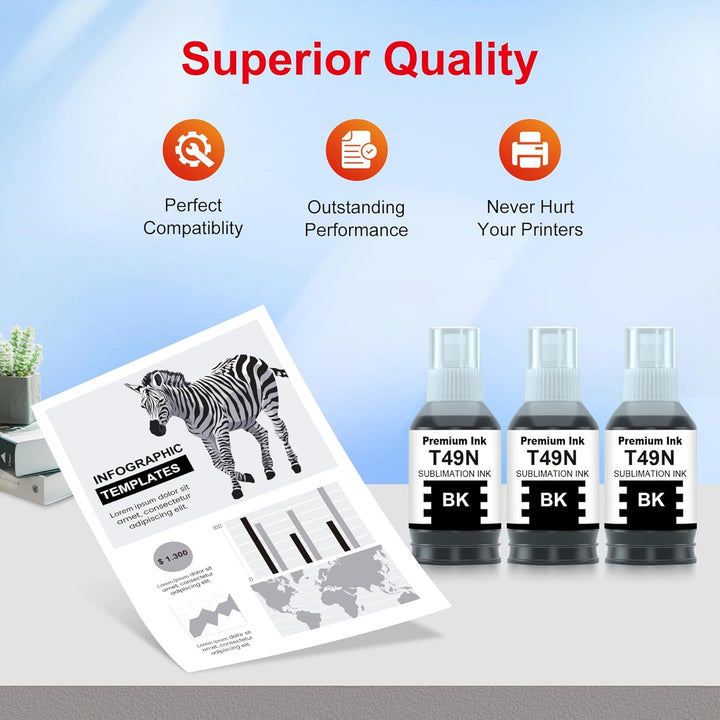 T49N1 Premium Sublimation Compatible Color Bulk Water Based Bottle Refill Ink for SureColor SC-F100