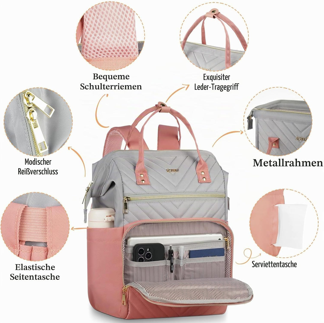 RJEU Rucksack Damen,Schulrucksack Mädchen Teenager Schulranzen Schultasche für Studium Universität S