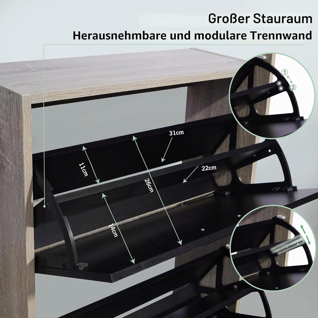 CASABEL Schuhschrank für 15 Paar – grosse Kapazität für den Eingangsbereich – L 60 x B 17 x H 180 cm